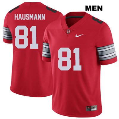 Men's NCAA Ohio State Buckeyes Jake Hausmann #81 College Stitched 2018 Spring Game Authentic Nike Red Football Jersey PC20N44CO